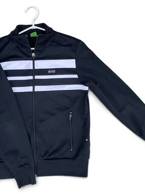BOSS Navy Track Jacket with White Stripes